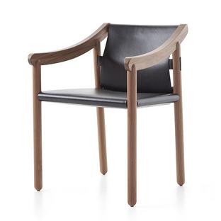 Chaise 905 Noyer Américain|Cuir noir