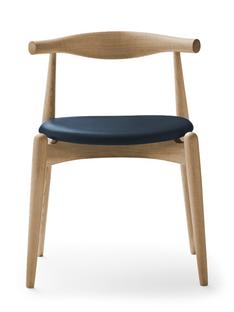 CH20 Elbow Chair Chêne savonné|Cuir gris bleu