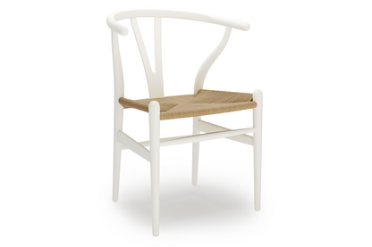 CH24 Wishbone Chair Hêtre laqué blanc|Paillage naturel