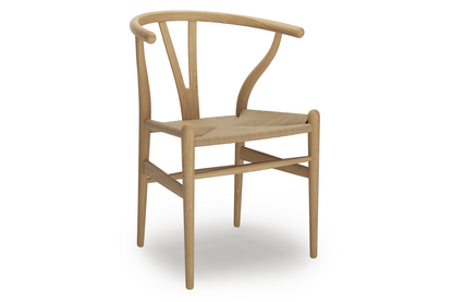 CH24 Wishbone Chair Chêne laqué blanc|Paillage naturel