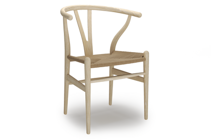 CH24 Wishbone Chair Frêne huilé blanchi|Paillage naturel