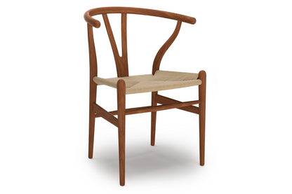 CH24 Wishbone Chair Noyer laqué naturel|Paillage naturel