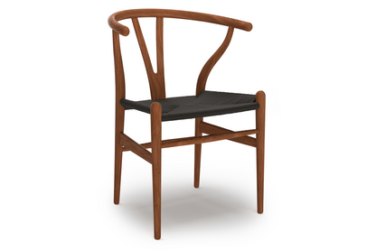 CH24 Wishbone Chair Noyer laqué naturel|Paillage noir