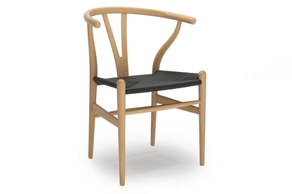 CH24 Wishbone Chair Hêtre laqué naturel|Paillage noir