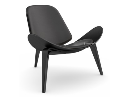CH07 Shell Chair Chêne laqué noir|Cuir anthracite