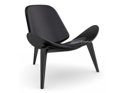 CH07 Shell Chair Chêne laqué noir|Cuir noir