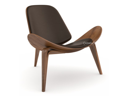 CH07 Shell Chair Noyer huilé|Cuir marron