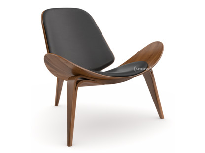 CH07 Shell Chair Noyer laqué naturel|Cuir anthracite