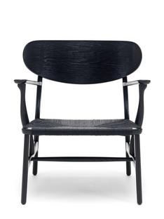 CH22 Lounge Chair Chêne laqué noir, paillage noir