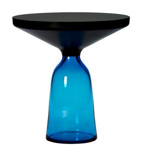 Bell Side Table Acier bruni noir, laqué clair|Bleu saphir