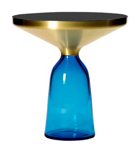 Bell Side Table Laiton laqué clair|Bleu saphir