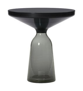 Bell Side Table Acier bruni noir, laqué clair|Gris quartz