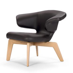 Munich Lounge Chair Cuir Classic chocolat|Chêne naturel