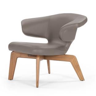 Munich Lounge Chair Cuir Classic gris|Noyer