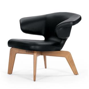 Munich Lounge Chair Cuir Classic noir|Noyer