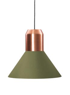 Bell Light Cuivre |Étoffe verte, H 22 x ø 45 cm