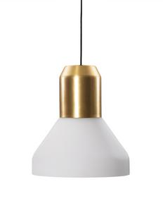 Bell Light Laiton|Verre blanc opalin, H 23 x ø 35 cm