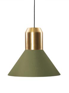 Bell Light Laiton|Étoffe verte, H 22 x ø 45 cm