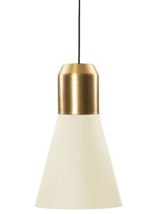 Bell Light Laiton|Étoffe blanche, H 35 x ø 32 cm