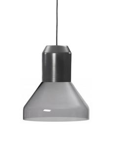 Bell Light Métal laqué gris|Verre de cristal gris, H 23 x ø 35 cm