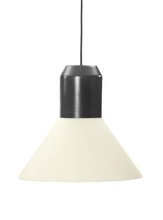 Bell Light Métal laqué gris|Étoffe blanche, H 22 x ø 45 cm