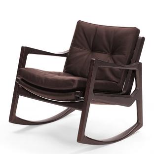Euvira Rocking Chair Soft Chêne teinté marron|Cuir Classic chocolat