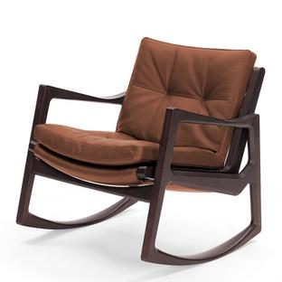 Euvira Rocking Chair Soft Chêne teinté marron|Cuir Classic cognac