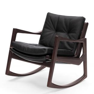 Euvira Rocking Chair Soft Chêne teinté marron|Cuir Classic noir