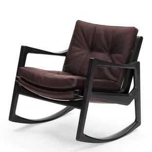 Euvira Rocking Chair Soft Chêne teinté noir|Cuir Classic chocolat