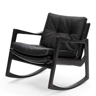 Euvira Rocking Chair Soft Chêne teinté noir|Cuir Classic noir