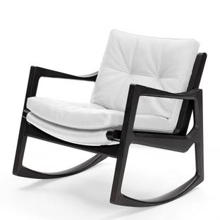 Euvira Rocking Chair Soft Chêne teinté noir|Cuir classic blanc