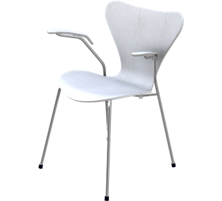 Série 7 Chaise 3207 46 cm|Frêne coloré|Blanc