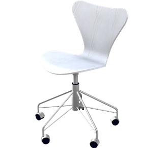 Série 7 chaise de bureau pivotante 3117 Frêne coloré|Blanc