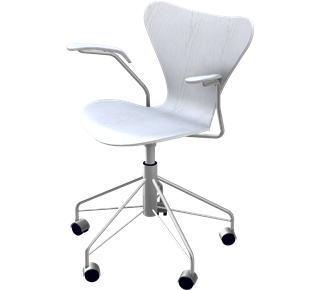 Série 7 Chaise de bureau pivotante 3217 Frêne coloré|Blanc
