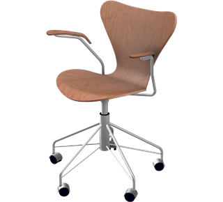 Série 7 Chaise de bureau pivotante 3217 Bois laqué clair|Cerisier naturel 