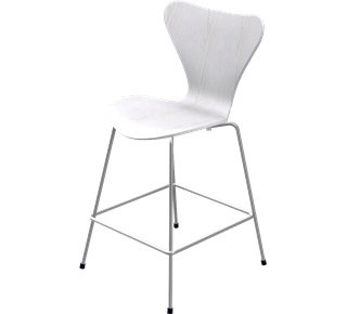 Série 7 chaise de bar 3187/3197 64 cm|Frêne coloré|Blanc
