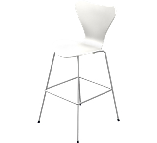 Série 7 chaise de bar 3187/3197 76 cm|Laqué|Blanc