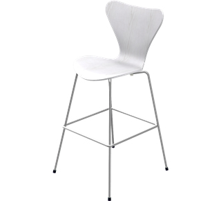 Série 7 chaise de bar 3187/3197 76 cm|Frêne coloré|Blanc