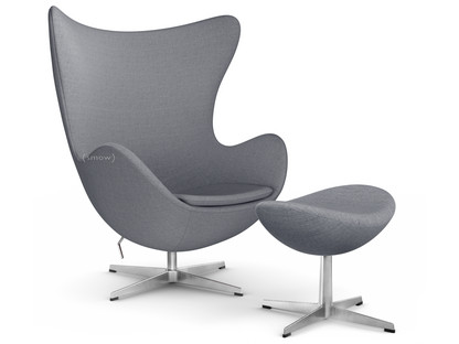 Fauteuil Egg (Oeuf) Christianshavn|Christianshavn 1170 - Gris uni clair|Aluminium satiné et poli|Avec repose-pied