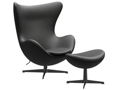 Fauteuil Egg (Oeuf) Cuir Essential|Noir|Noir|Avec repose-pied