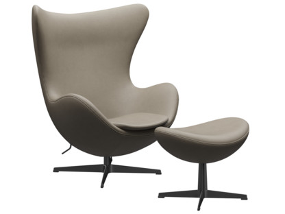 Fauteuil Egg (Oeuf) Cuir Essential|Gris clair|Noir|Avec repose-pied