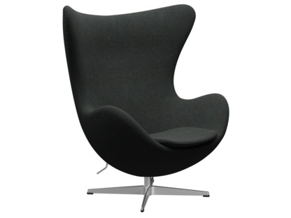 Fauteuil Egg (Oeuf) Re-wool|198 - Noir/naturel|Aluminium satiné et poli|Sans repose-pied