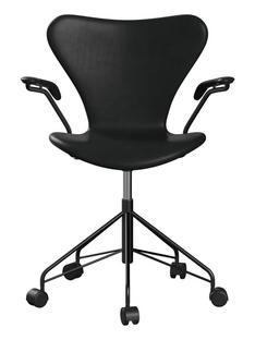Série 7 Chaise de bureau pivotante 3117 / 3217 Rembourrage intégral Avec accotoirs|Cuir Grace noir|Noir