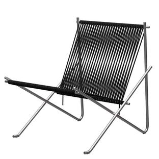 Chaise PK4  Noir|Acier inox, brossé