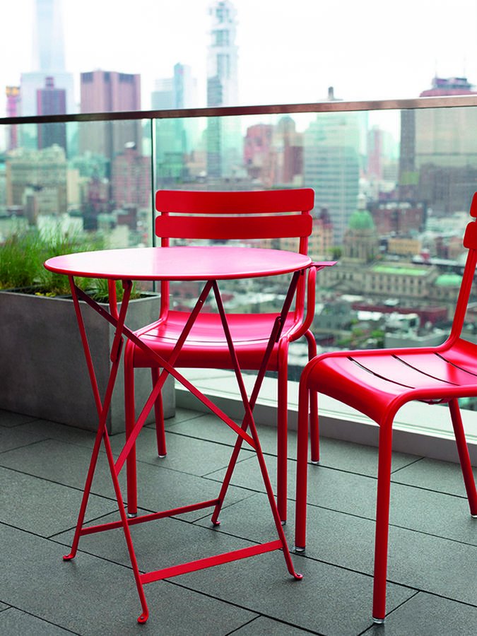 Fermob Table pliante Bistro ronde, H 74 x Ø 77 cm, Carbone de Studio