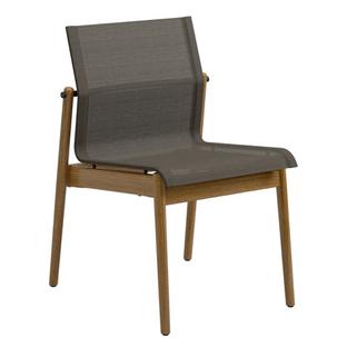 Chaise en teck Sway  Revêtement poudré anthracite|Tissu Sling granite|Sans accotoirs