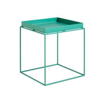 Table avec plateau Tray  H 40/44 x L 40 x P 40 cm|Vert menthe - Haute brillant