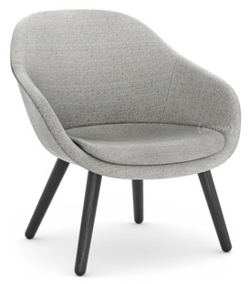 About A Lounge Chair Low AAL 82 Hallingdal - gris chaud|Chêne laqué noir|Avec coussin d'assise