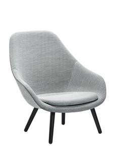 About A Lounge Chair High AAL 92 Hallingdal - gris clair|Chêne laqué noir|Avec coussin d'assise