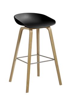 About A Stool AAS 32 Version bar: hauteur de l'assise 74 cm|Chêne savonné|Noir